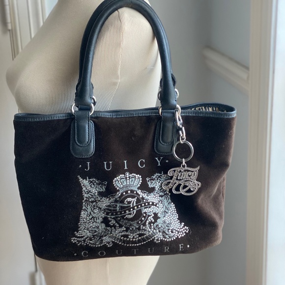 Juicy Couture Handbags - Juicy Couture y2k Scottie Velour & Leather Shoulder Bag